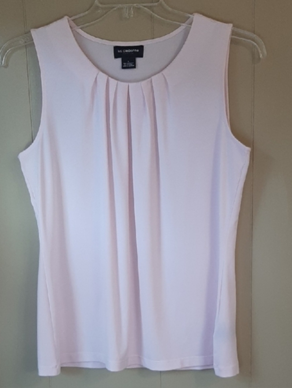 Liz Claiborne Sleeveless Pleated Tank Top - Pale Pink